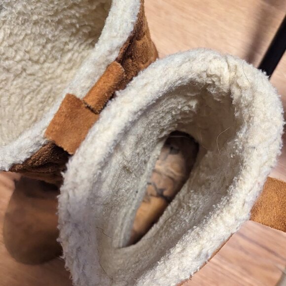 Vintage Suede Western Festival Platform Boots Shearling Lined Boho Size 8 - Picture 9 of 15